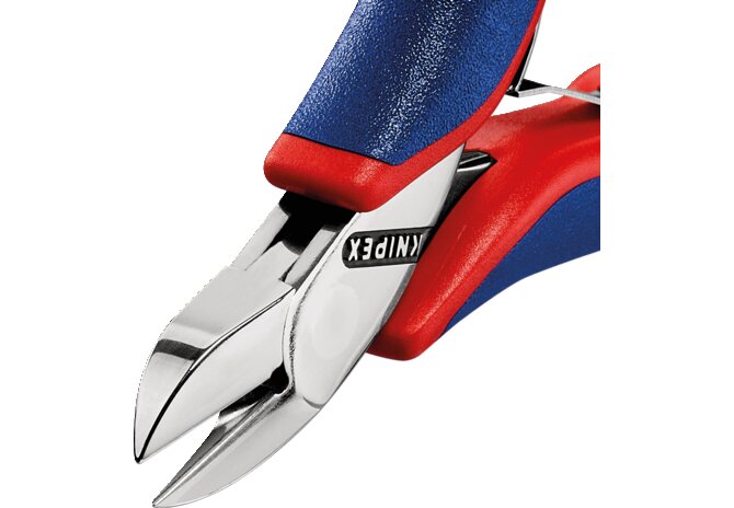 Elektronikseitenschneider mit durchgesteckten Gelenk L 115 mm Mittelharter Draht bis Ø 1 mm Knipex