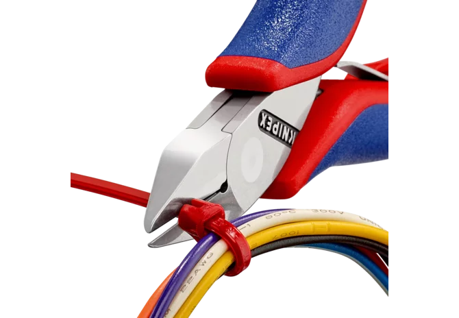 Elektronikseitenschneider mit durchgesteckten Gelenk L 115 mm Mittelharter Draht bis Ø 0,8 mm Knipex
