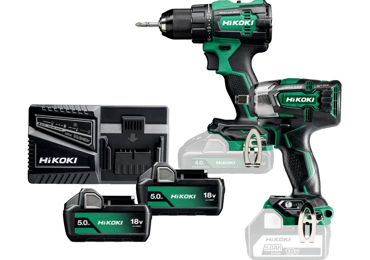 Akku Kombi-Set KC18DE 18 Volt (DS18DE,WR18DH) inklusive 2x 5,0 Ah Akkus Hikoki
