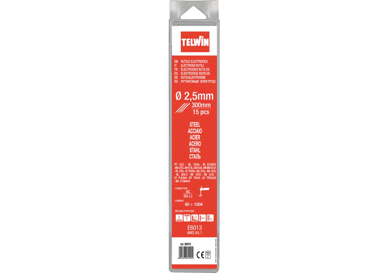 Elektroden rutil 2,5 mm, Stahl 15 Stück Telwin