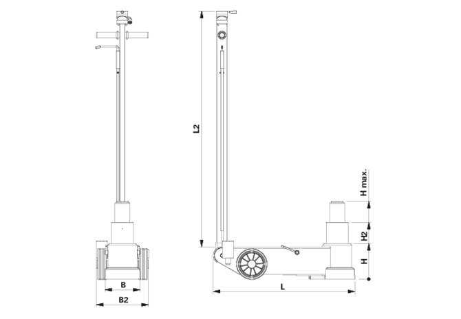 Lufthydraulischer Wagenheber Type 50-2, 50/25 t AC Hydraulic