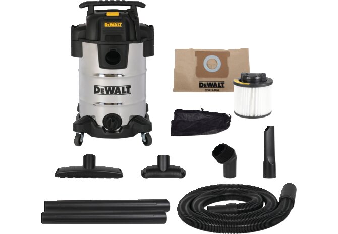 Staubsauger DXV30SAPTA, 30 Liter, Edelstahl 1050 Watt für Nass Trocken – passend für Nass Trocken DeWALT