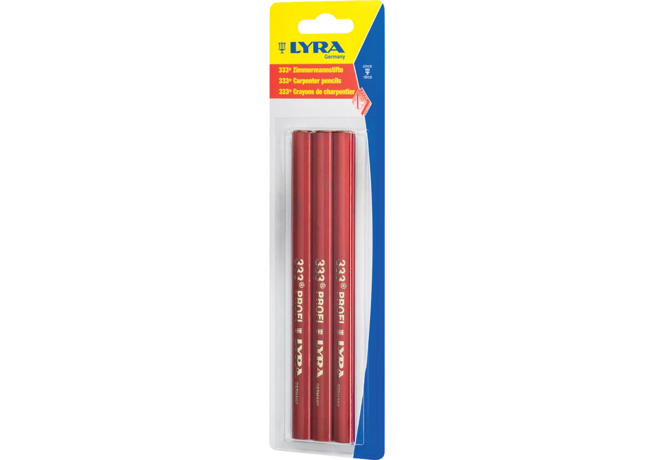 Zimmermannsbleistift 333 Profi, 24 cm 3 Stück im Blister Lyra