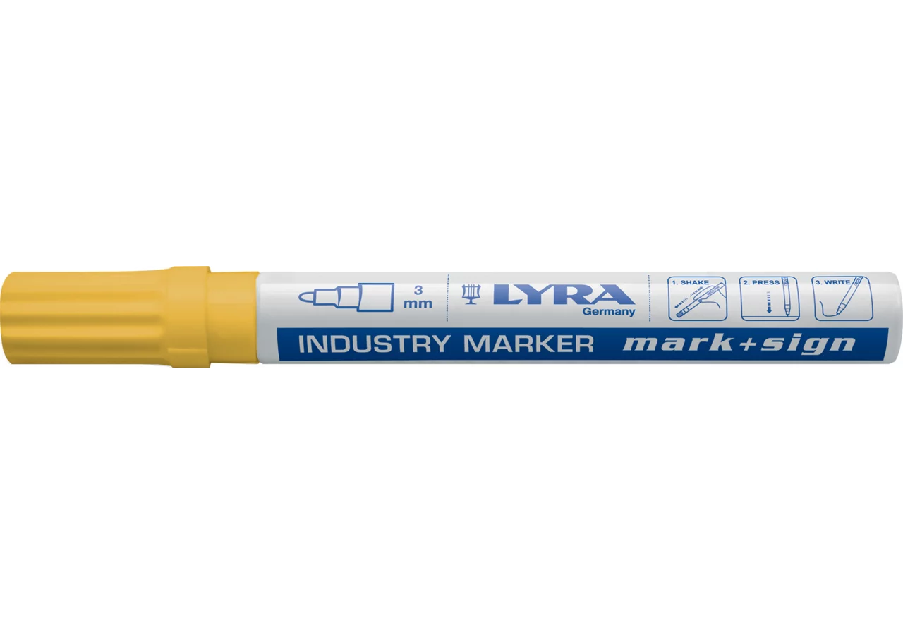 Lackmalstift M+Sign, gelb 3 mm Rundspitze im Blister Lyra