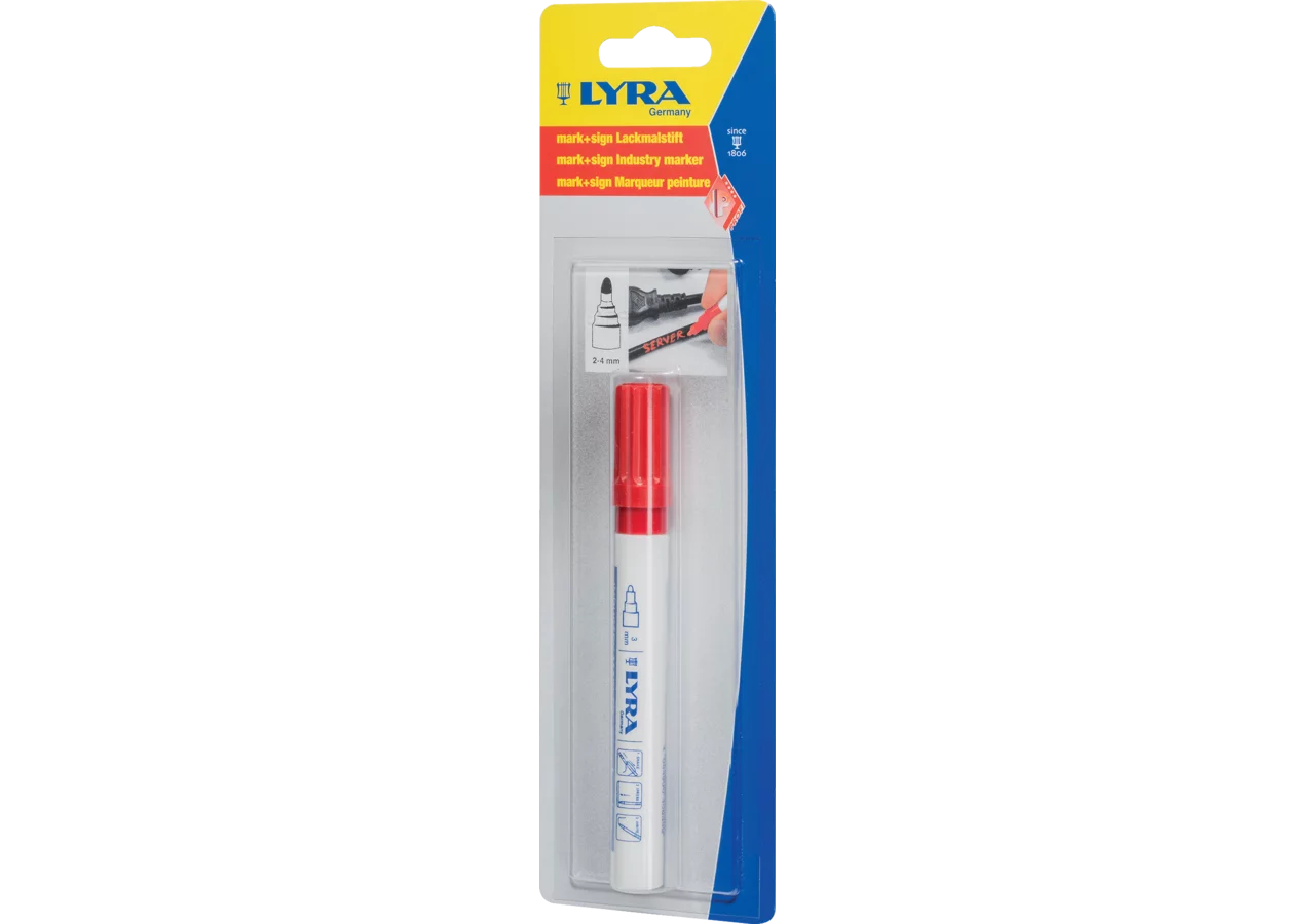 Lackmalstift M+Sign, rot 3 mm Rundspitze im Blister Lyra