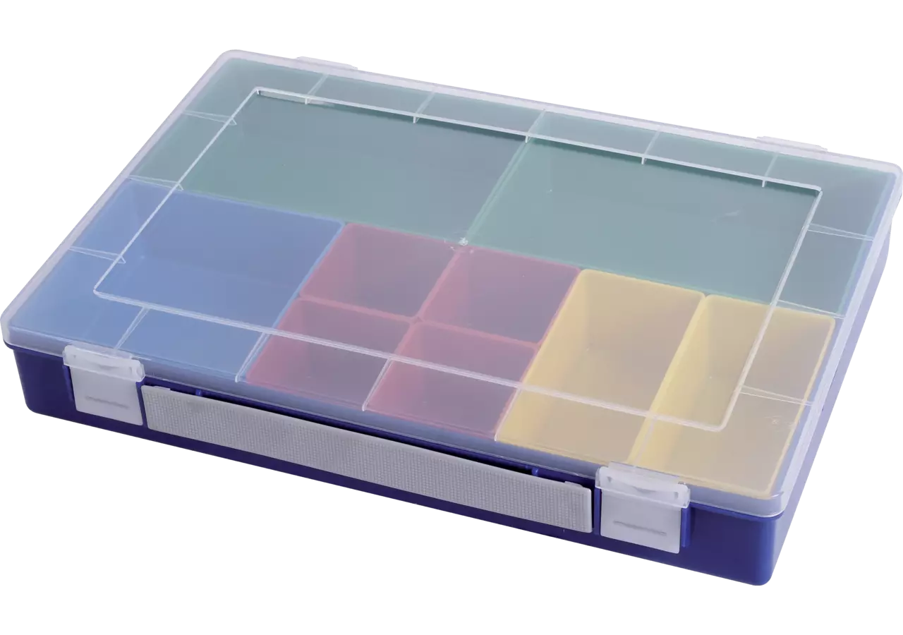 Sortimentskasten 335 x 225 x 55 mm, mit 9 Einsatzboxen Farbe Blau/Transparent GartenShop24 - Hochwertige Gartengeräte