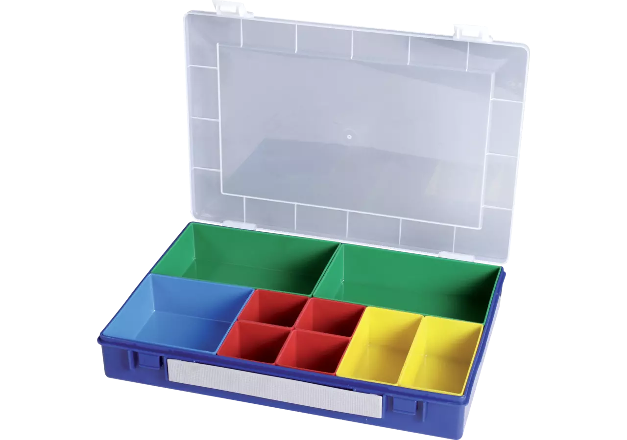 Sortimentskasten 335 x 225 x 55 mm, mit 9 Einsatzboxen Farbe Blau/Transparent GartenShop24 - Hochwertige Gartengeräte