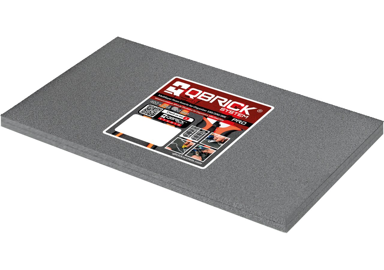 Schaumstoffeinlage 2-lagig, dunkelgrau – passend für Sortimentskasten der ONE Serie XL / 2XL QBRICK