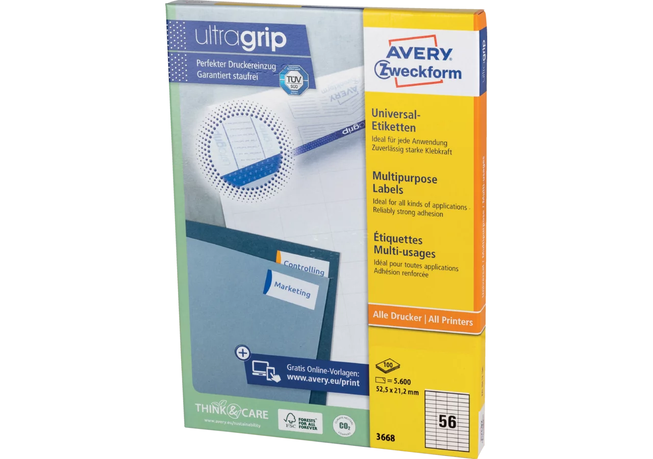 Universaletiketten Avery Zweckform 3668, 52,5 x 51,2 mm, 100 Blatt GartenShop24 - Hochwertige Gartengeräte