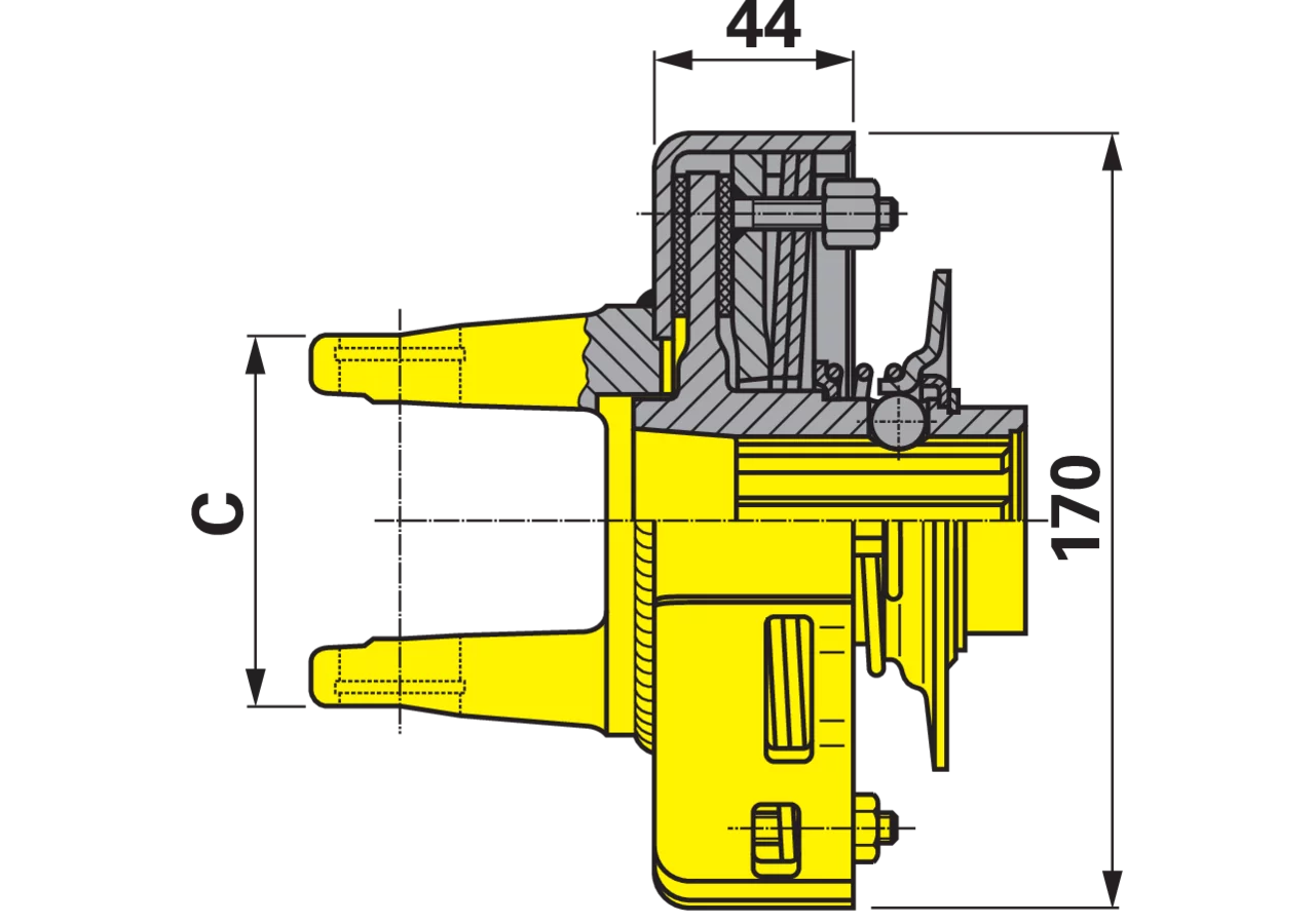 Reibscheibenkupplung W2200, K92, 1 3/8-6, 650 Nm, mit Ziehverschluss 56.113.16 Walterscheid