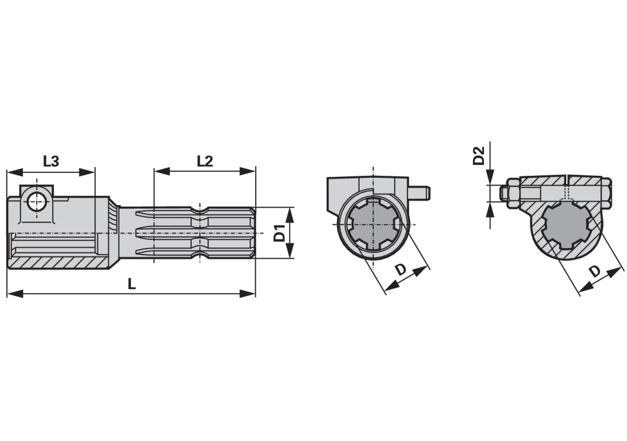 Adapter mit Klemmschraube, 175 mm, 1 3/8-21, 1 3/8-6 67.10.162 Walterscheid