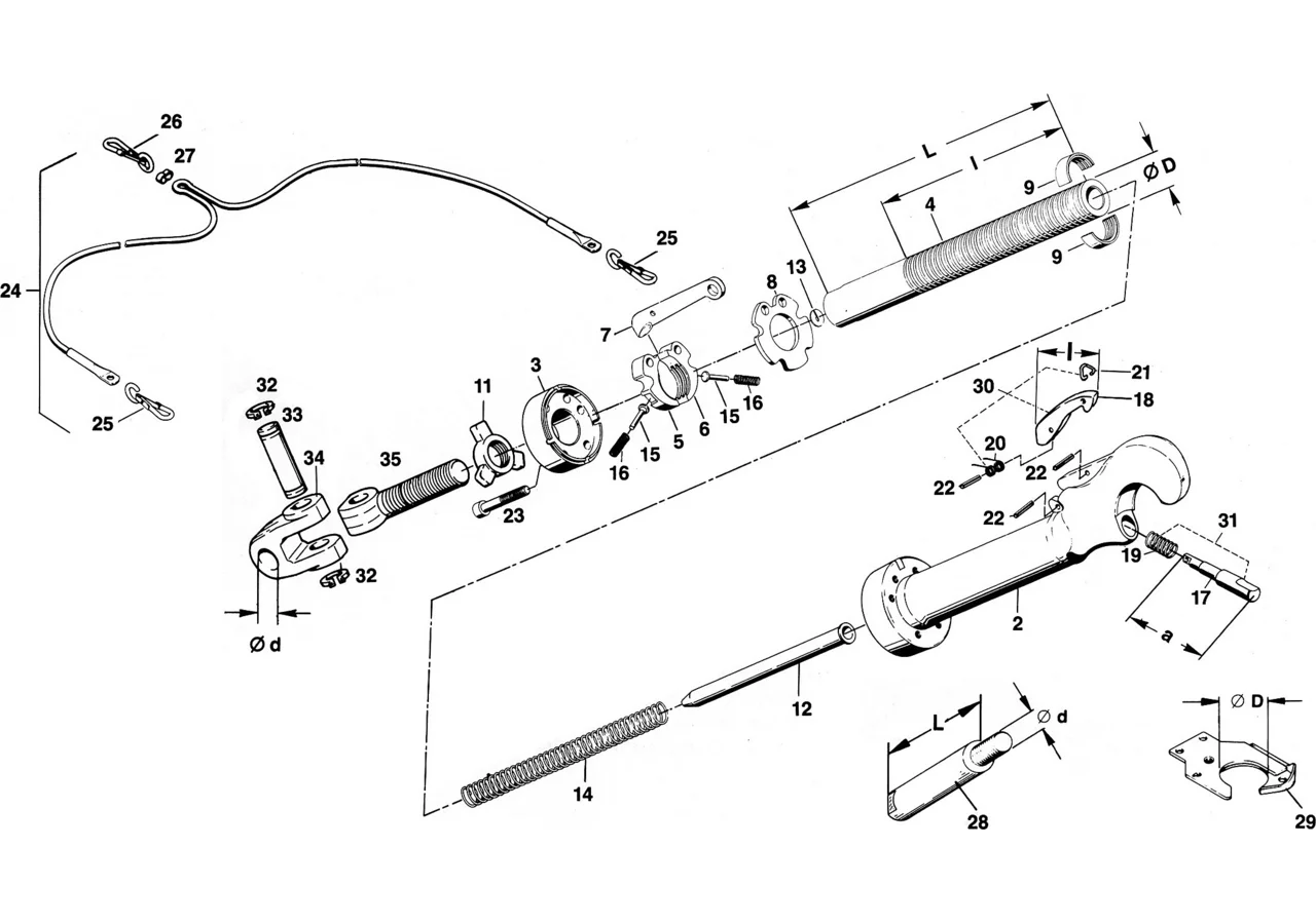 Halterung für Oberlenker, mit Feder ID 63 mm Walterscheid