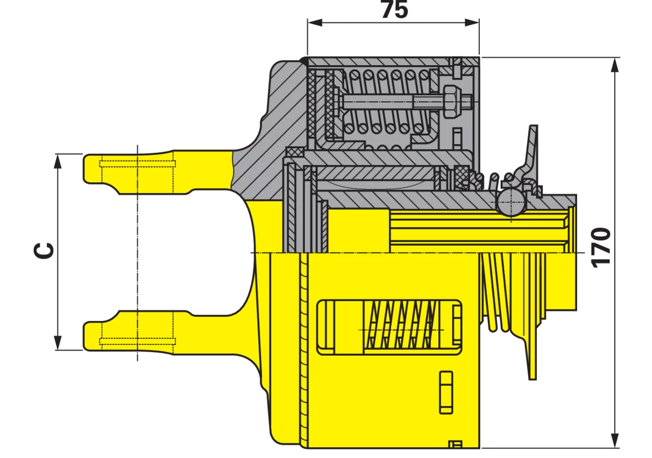 Reib-Freilaufkupplung W2300, FK96/L, 1 3/8-6, 900 Nm mit Ziehverschluss Walterscheid
