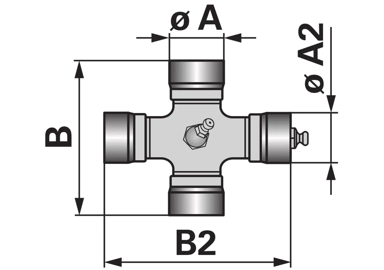 Kreuzgarnitur W2580, 36 x 89 mm, 32 x 106 mm 36.06.141, mit Büchsenbodenschmierung Walterscheid