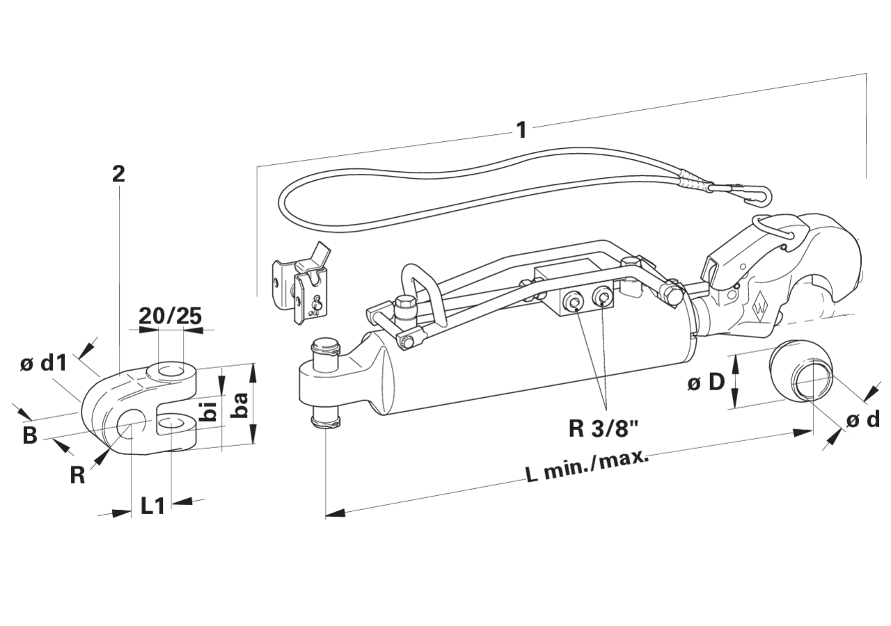 Schlauchsatz Länge 870 mm, DN10, 2 Stück Walterscheid