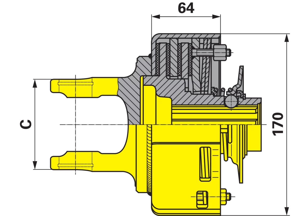 Reibscheibenkupplung W2400, K92/4, 1 3/8-6, 1.500 Nm, mit Ziehverschluss 56.221.16 Walterscheid