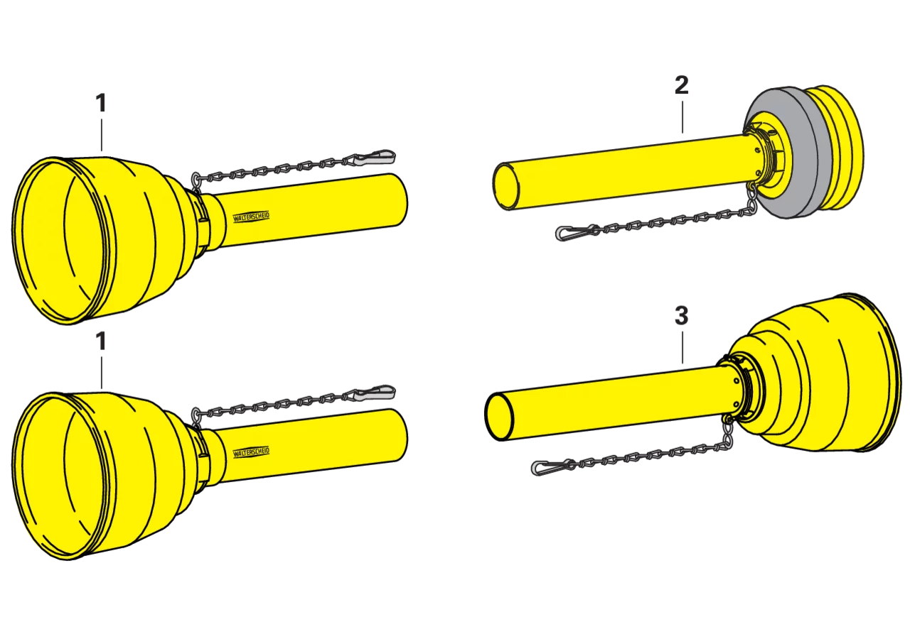 Gelenkwellenschutzhälfte SD15, 1.300mm, außen für Weitwinkel 85102 Walterscheid