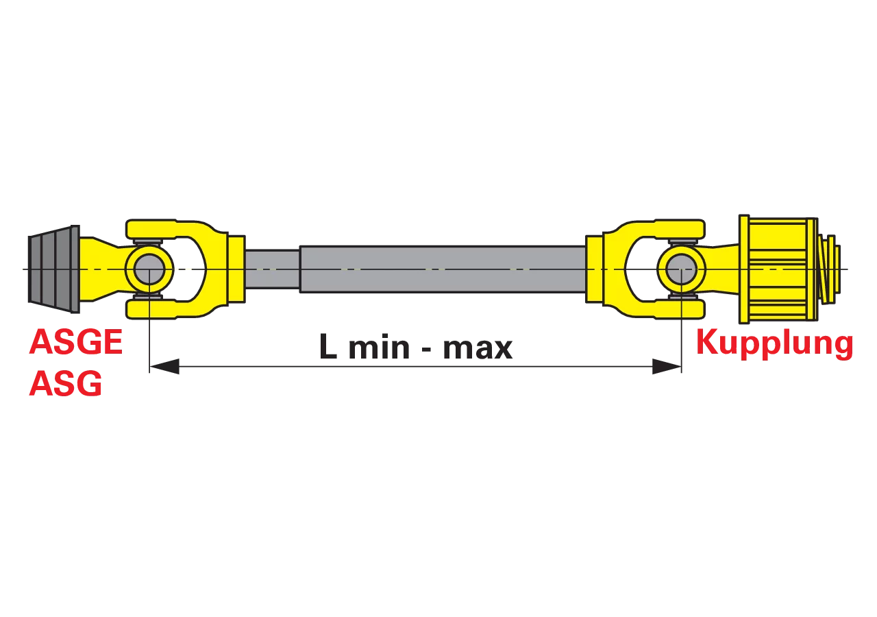 Gelenkwelle W2200, 710 mm, SD15, mit Sternratschenkupplung K32 Walterscheid