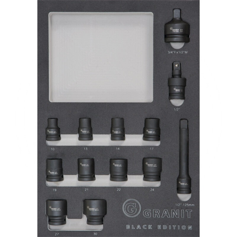 GRANIT BLACK EDITION Einlagen-Set 1/2“-Kraft-Stecknuss
