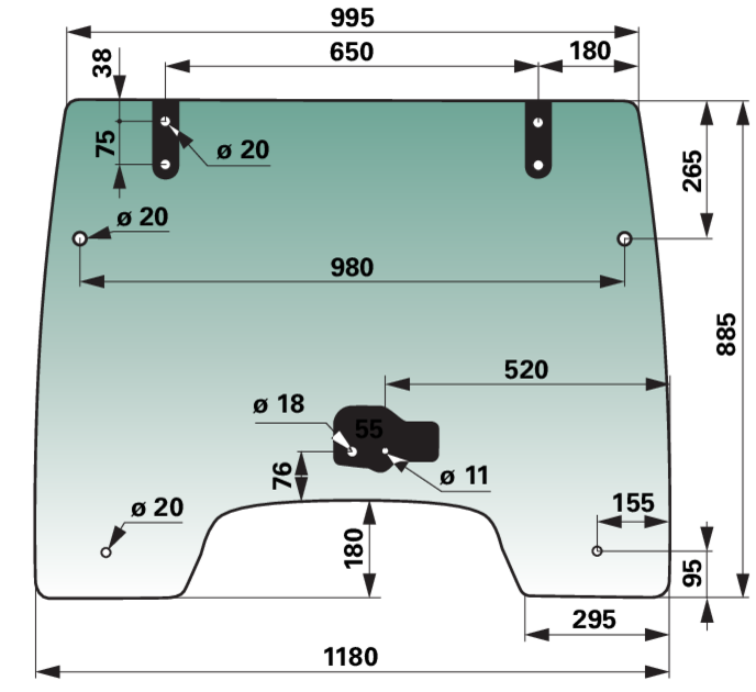 McCormick Frontscheibe grün getönt 3674692M6 McCormick