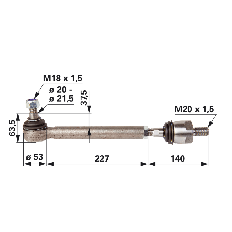 Spurstange McCormick 6517805M91 – Original-Ersatzteil mit Außengewinde M18 x 1,5