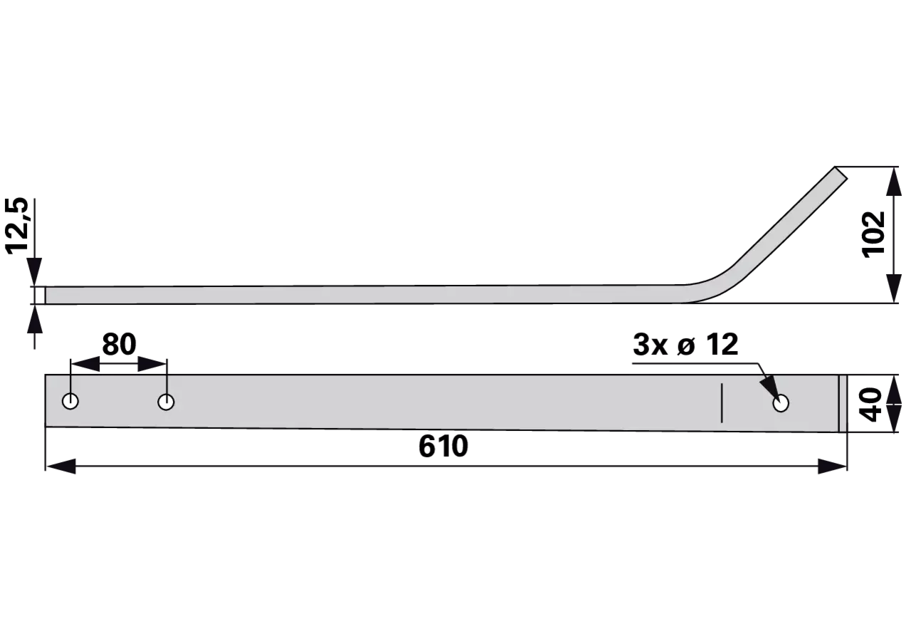 Zinkenarm L 610 mm Fella 101008 Fella