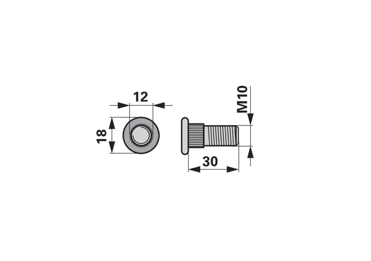 Rändelschraube M10 x 30 mm Fella 478036, 124072 Fella