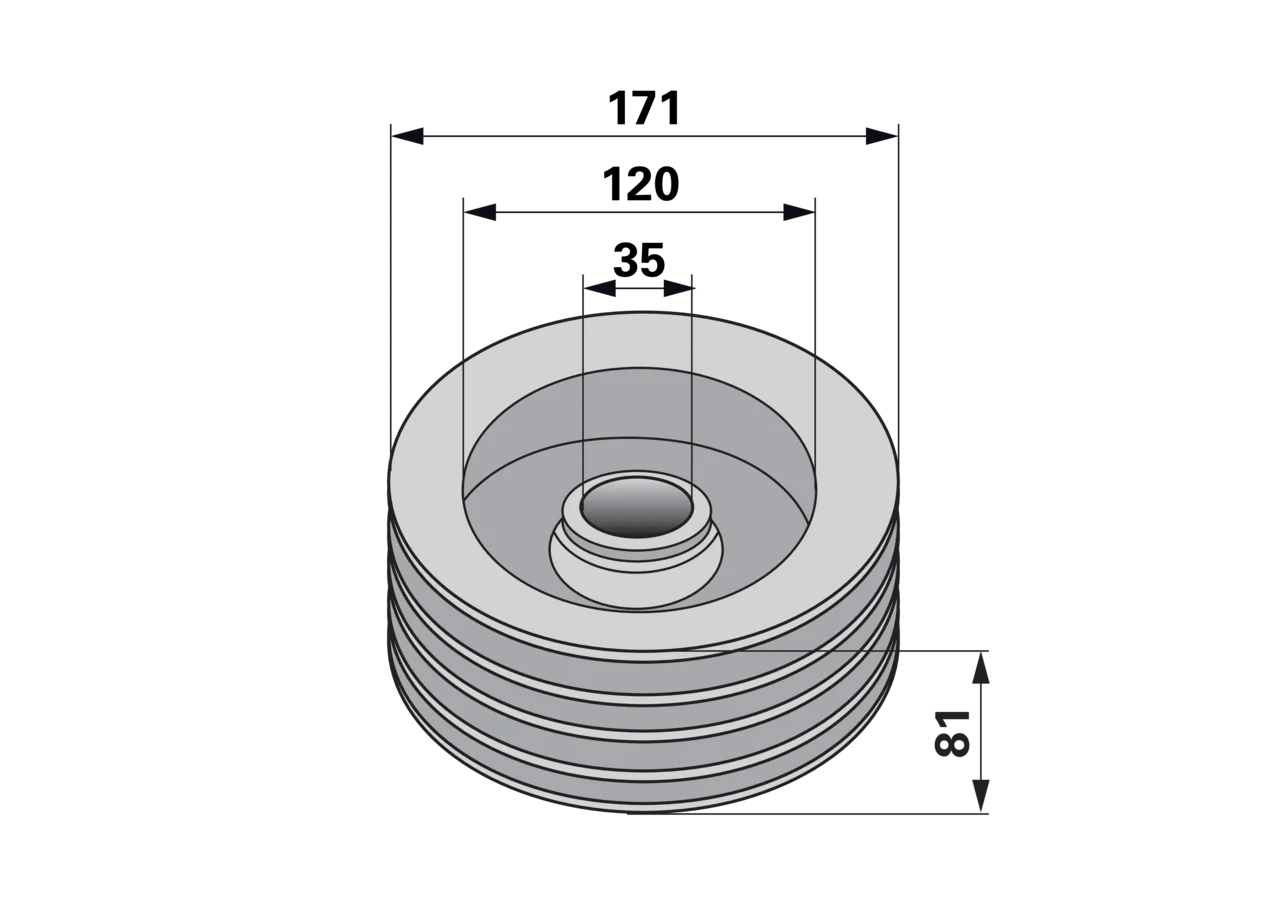 Riemenscheibe AD 171 mm, 4 Rillen Fella 478684 Fella