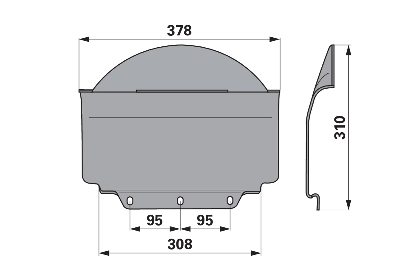 Gleitkufe geteilte, neue Ausführung Fella 131023 Höhe 310 mm Fella