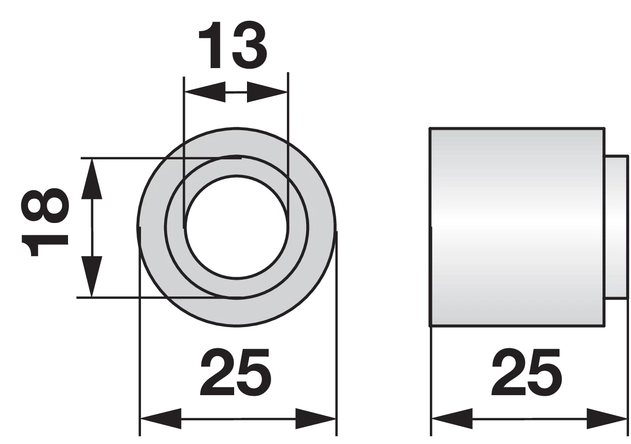 Distanzstück AD 25 x ID 13 x L 25 mm Fella 122639 Fella