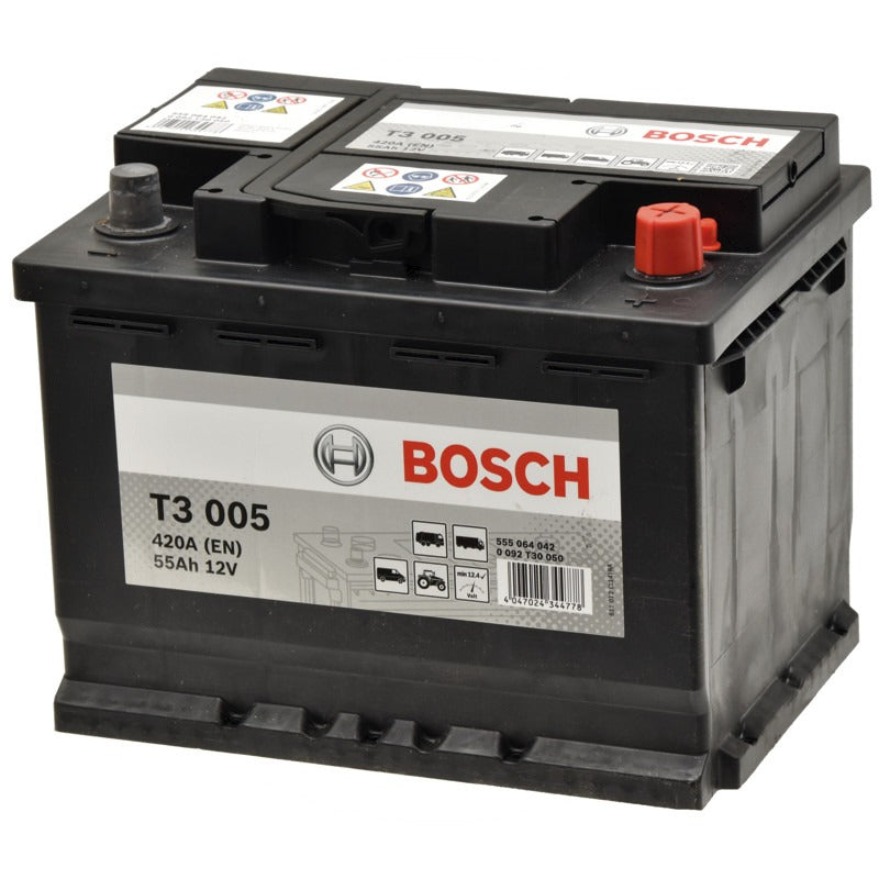 BOSCH Batterie T3 005 12 V / 55 Ah – 246 mm – 0092T30050