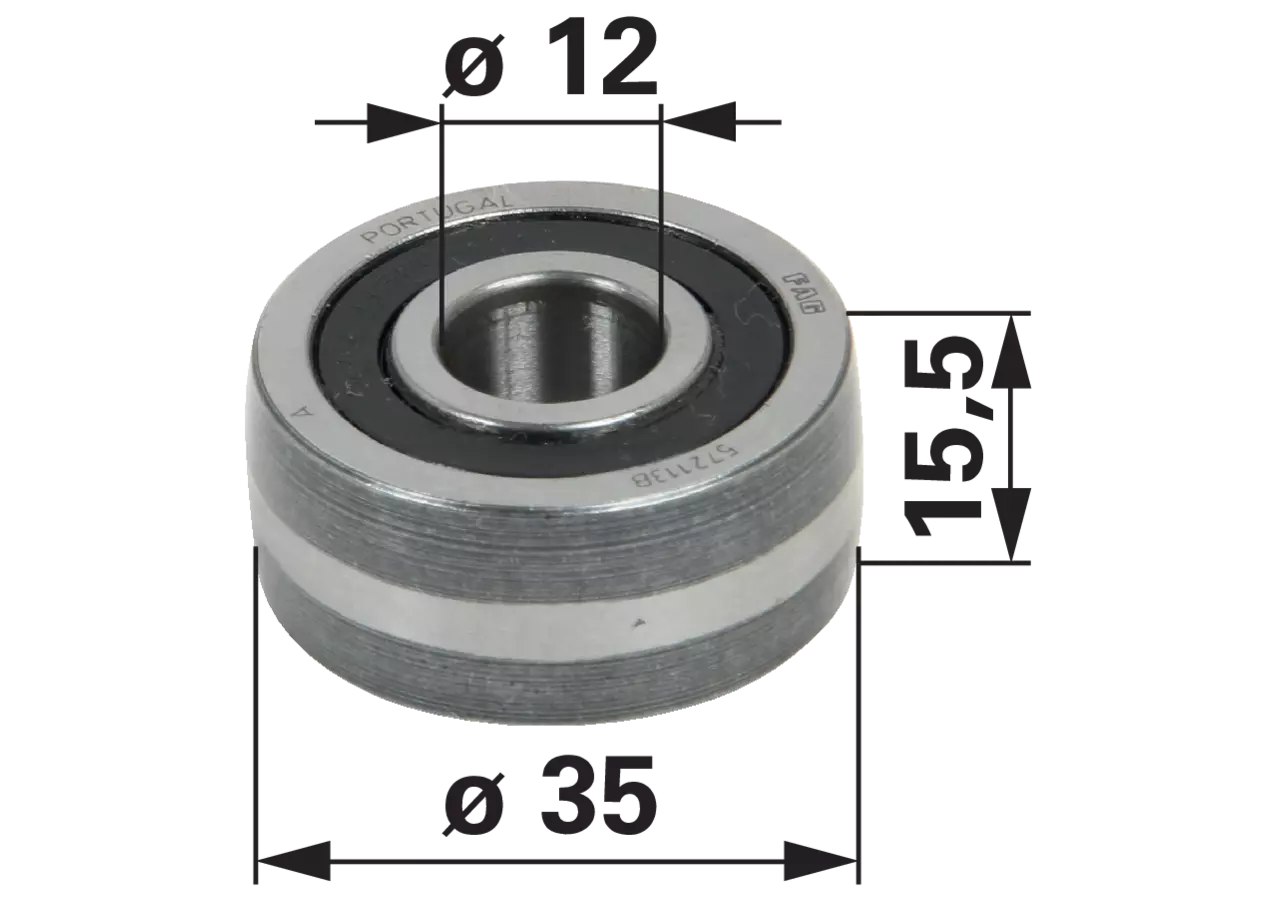 Laufrolle AD 35 x ID 12 x B 15,5 mm Stoll 99620601003 Stoll