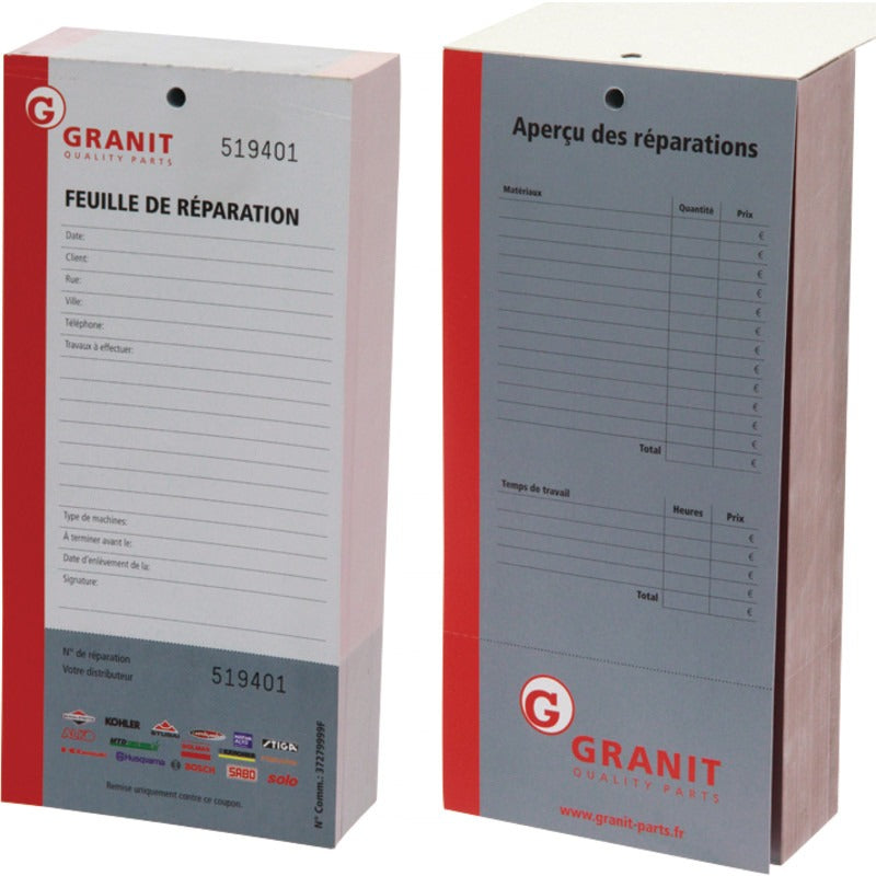 GRANIT Reparaturkarte Sprache Französisch