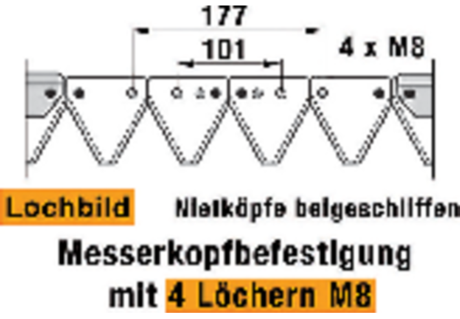Mähmesser L 137 cm, 18 Klingen, gezahnt, DIN 80 ESM 2570520 ESM