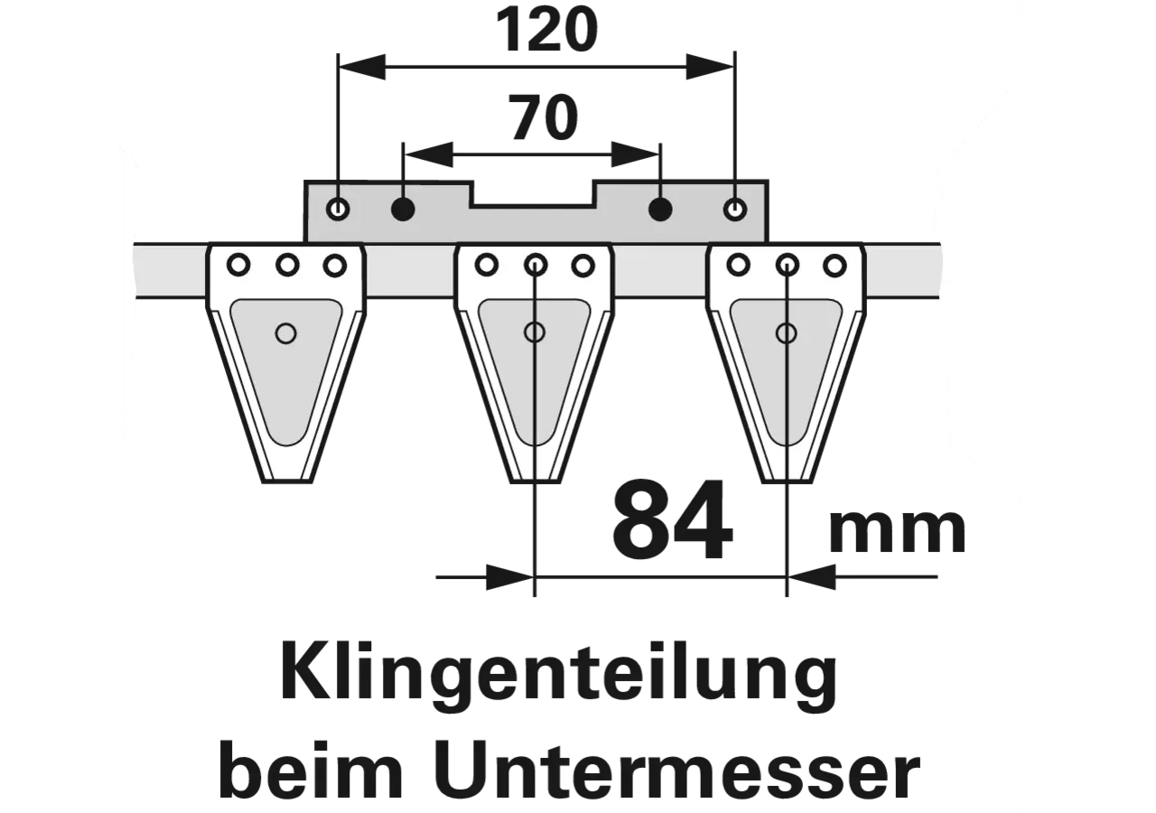 Untermesser L 122 cm, 15 Klingen, T84, glatt ESM 2657310 ESM