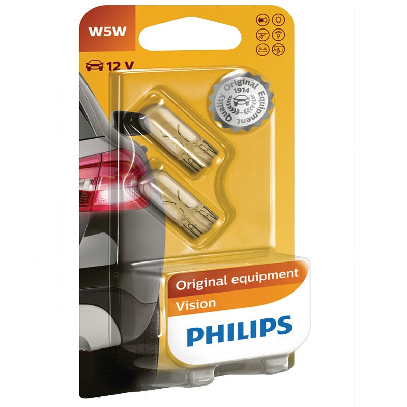 PHILIPS VPE2 Glassockellampe W5W passend für Heckleuchte, Leseleuchte, Handschuhfachleuchte u. a. Inhalt (Stück) 1
