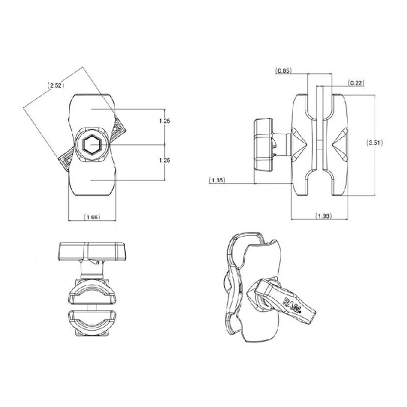 RAM MOUNTS Socket Arm, kurz (C-System) passend für C-Kugeln (38, 1 mm / 1, 5 Zoll) – RAM-201U-B – Bild 3