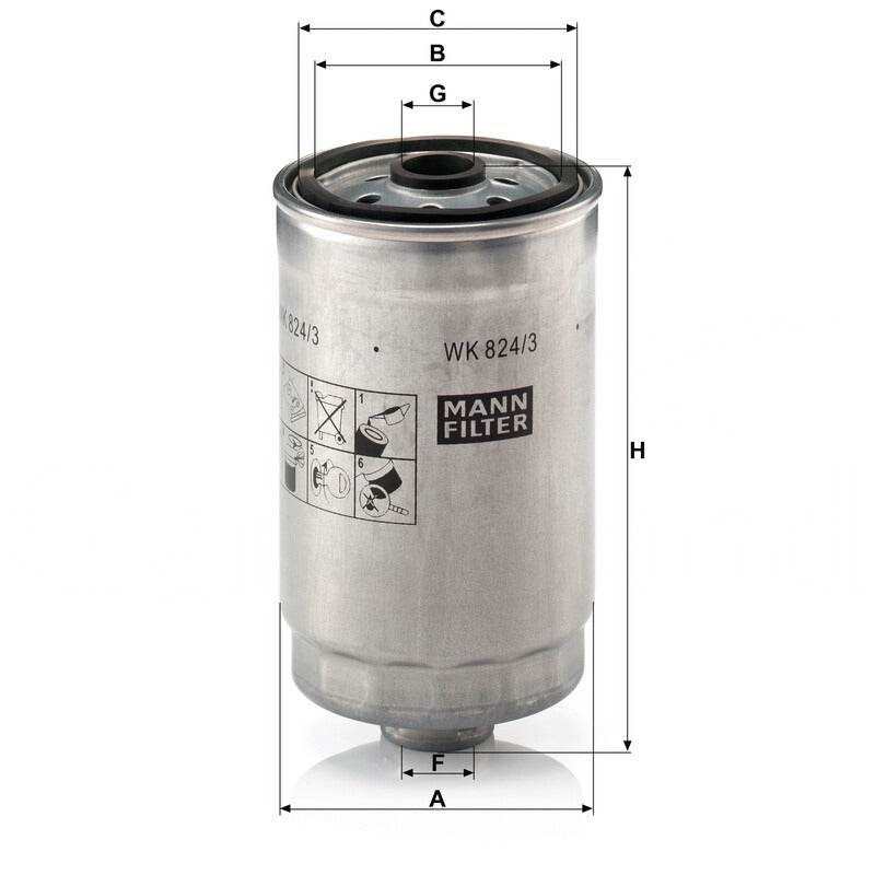 MANN FILTER Kraftstofffilter WK 824/3 MANN FILTER