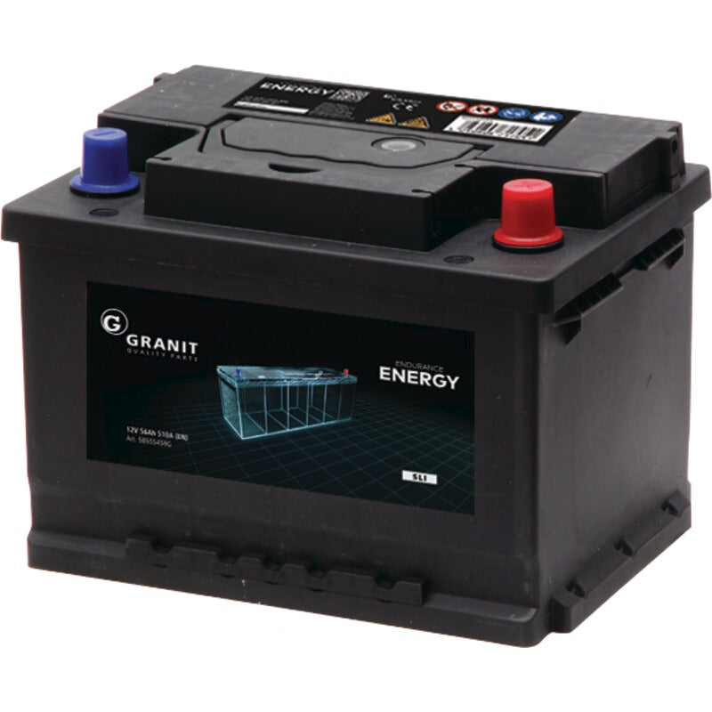 GRANIT ENDURANCE ENERGY Batterie 12V 55Ah 510A (EN) – 245 mm – GP56175
