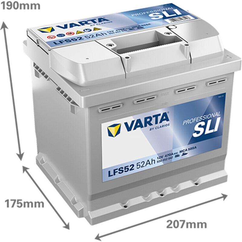 VARTA Starterbatterie 12V / 52Ah – 207 mm