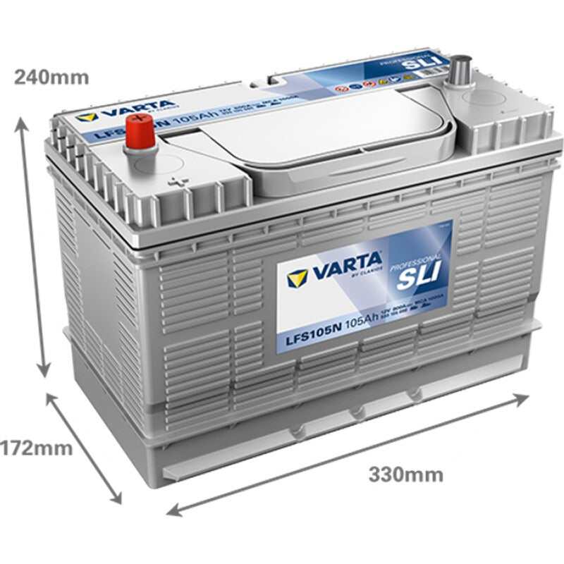 VARTA Starterbatterie 12V / 105Ah – 330 mm Polart 1