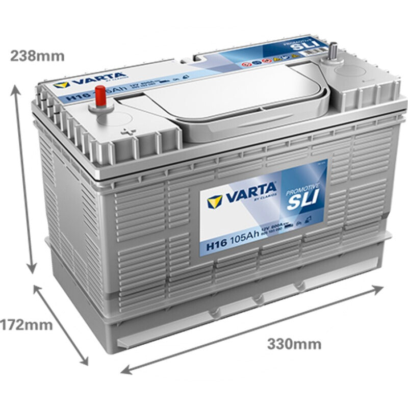 VARTA Starterbatterie 12V / 105Ah – 330 mm Polart 8 (Gewindebolzen 3/8")