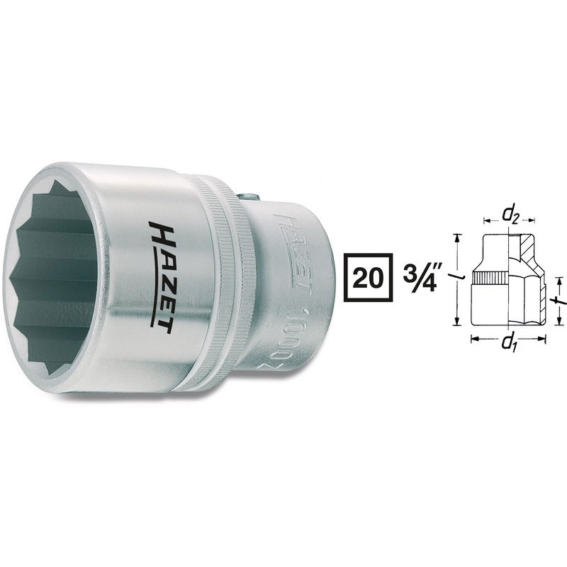 Hazet Doppel-6Kt.-Steckschluessel-Einsatz – 55 mm SW 30