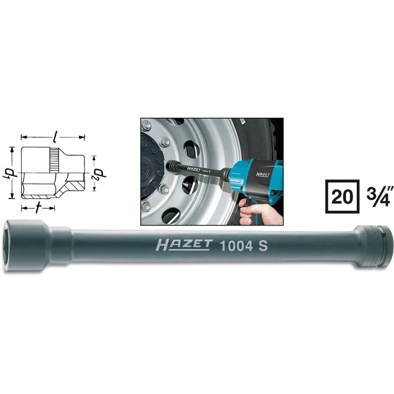 Hazet Kraft-6Kt.-Steckschlüssel-Einsatz – 400 mm