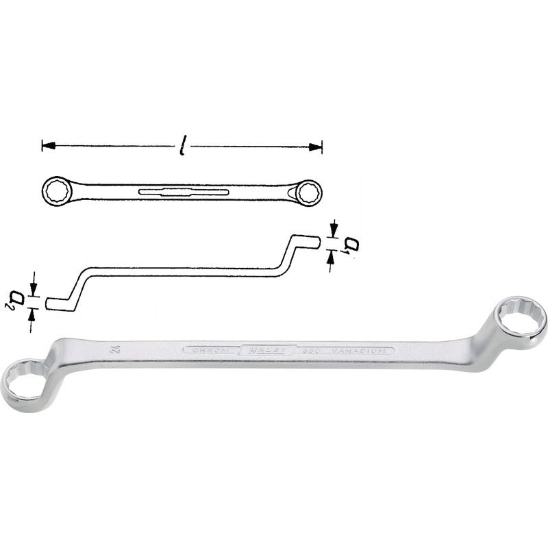 Hazet Doppelringschlüssel – 295 mm Schlüsselweite (mm) 21 x 22