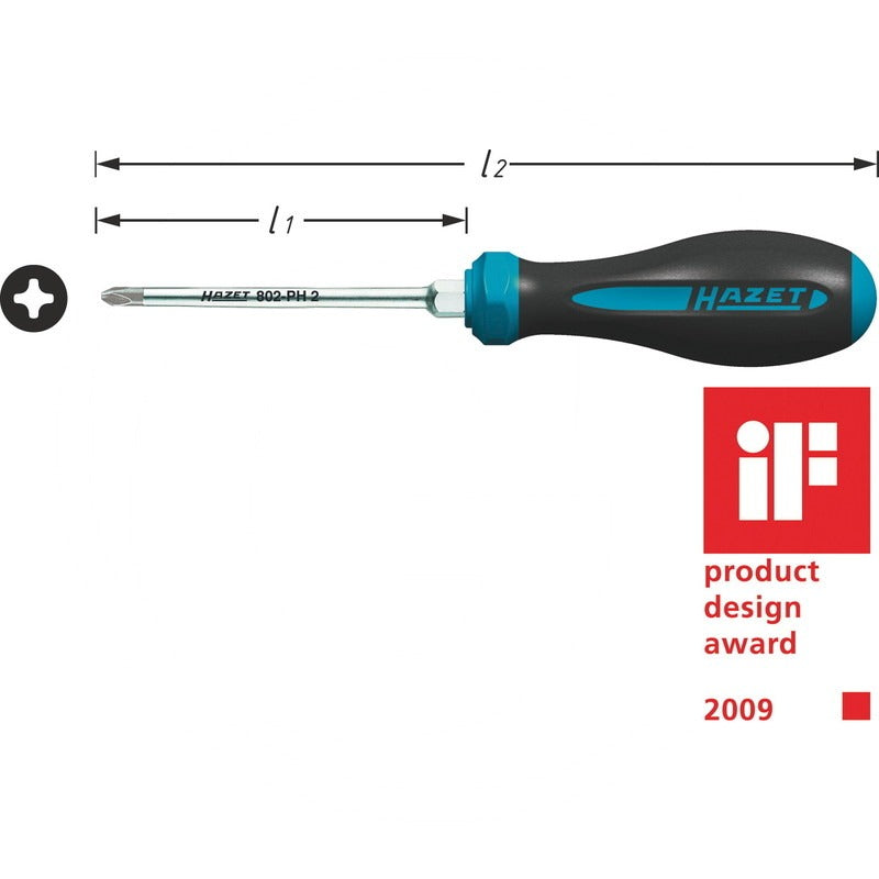 HAZET Schraubendreher – 100 mm Technische Daten • Rundklinge • Rutschfe