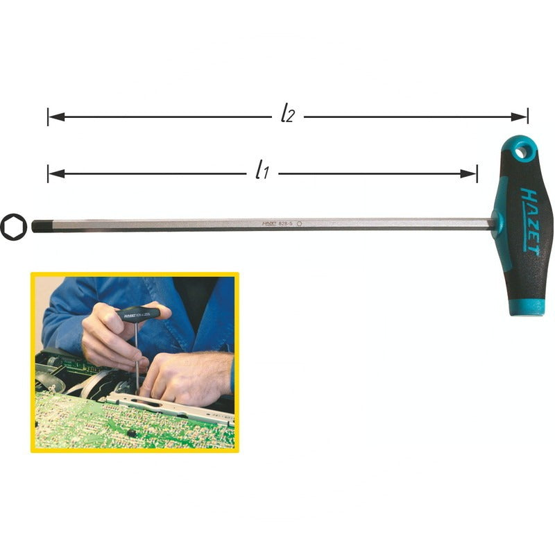 Hazet Schraubendreher – 150 mm • Sechskant-Klinge. • Ergonomi