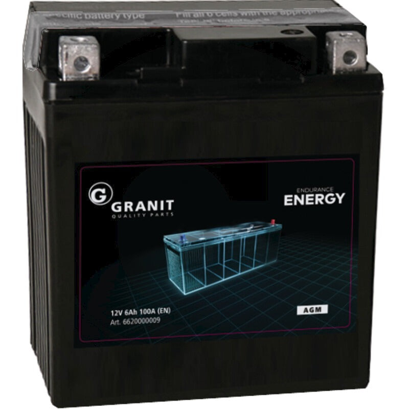 GRANIT ENDURANCE ENERGY Batterie 12 V / 6 Ah Abmessungen L x B x H (mm) 114 x 71 x 13
