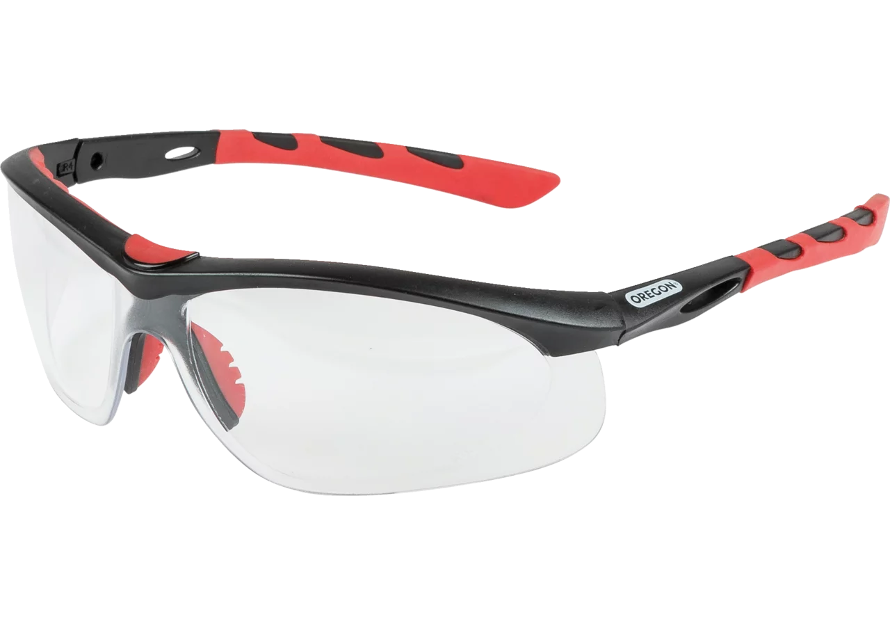 Schutzbrille Oregon Klar, Rahmen Schwarz-Rot Oregon