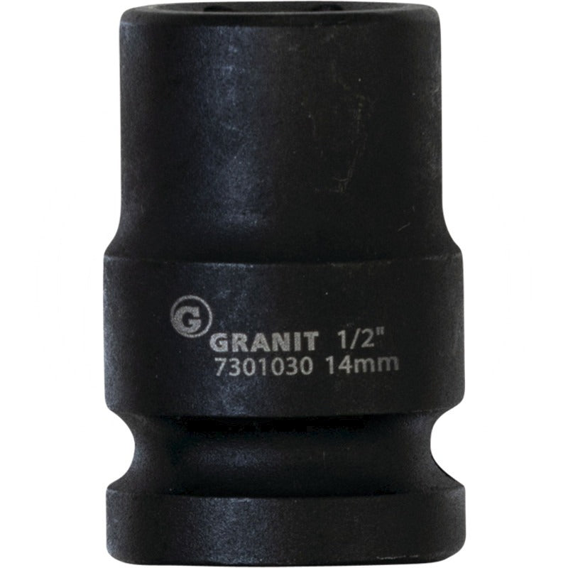 GRANIT BLACK EDITION 1/2" 6Kant-Kraft-Stecknuss, kurz, 14mm – 38 mm